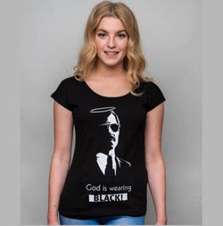 Kiez T-Shirt Damen mit Aufdruck God is wearing black – Hamburg St. Pauli
