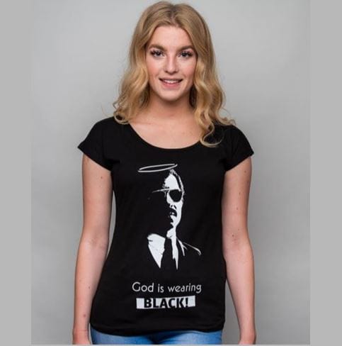 Kiez T-Shirt Damen mit Aufdruck God is wearing black – Hamburg St. Pauli