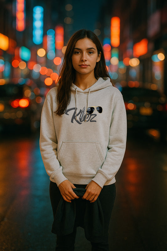 Kiez Hoodie Damen grau mit Bullet-Motiv – Reeperbahn Hamburg