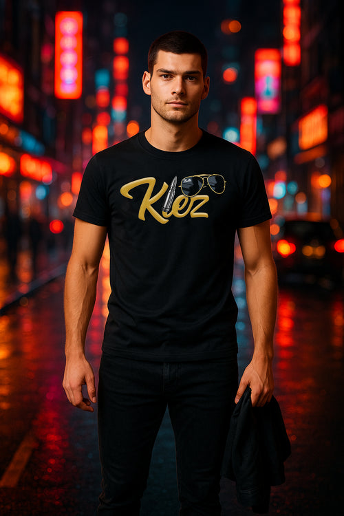 Kiez T-Shirt Herren schwarz mit Bullet-Motiv – Kiez Hamburg