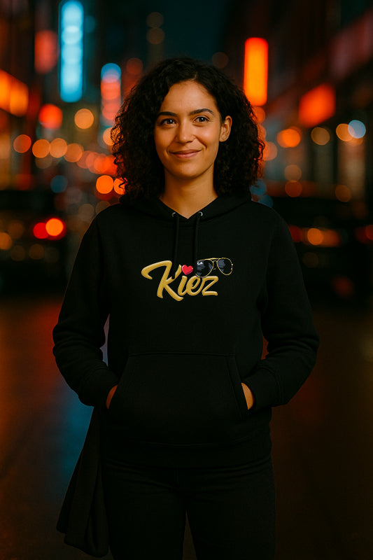 Kiez Hoodie Damen schwarz mit Kiez-Herz-Motiv – Ladies Edition